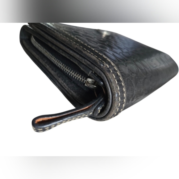 Coach Black Embossed Leather Wallet - Picture 6 of 11